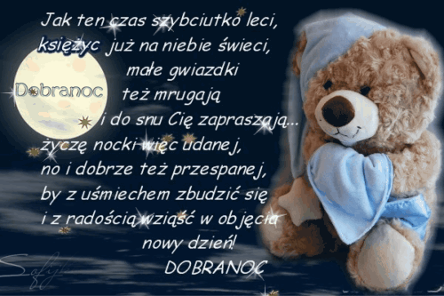 Udanej nocki dobranoc  wierszyk misiu